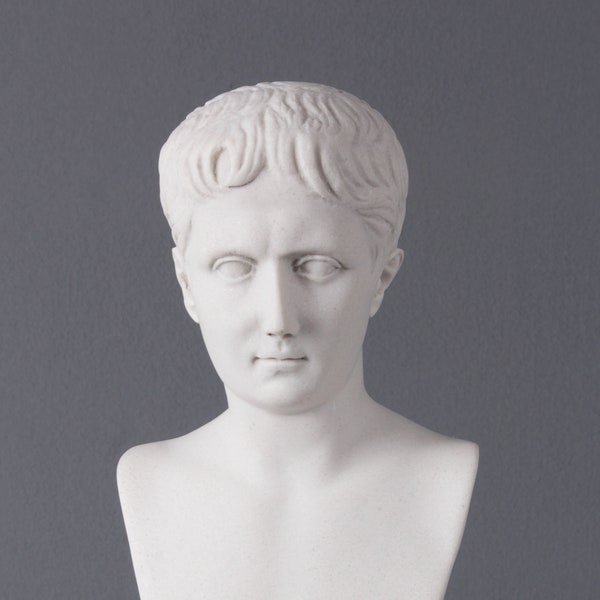 Octavian Statue - Young Augustus Bust - Roman Emperor Sculpture - MADE IN EUROPE - 20 cm / 7.8" - Home Decor - Statue Art - The Ancient Home