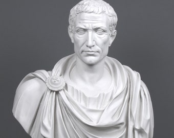 Julio César en toga Escultura de busto de mármol (grande) - 78,5 cm (31") - Hecho a mano en Europa - Decoración del hogar - Idea de regalo perfecta - El hogar antiguo