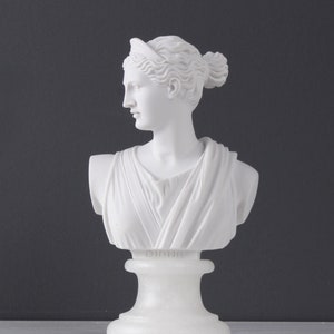 Artemis Bust Sculpture Small Marble Diana Goddess Sculpture Gift for Her 15 cm / 5.9&quot;