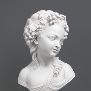 Young Lady Bust Sculpture - Female Antique Art Statue in Marble Stone - Perfect Mom Gift - MADE IN EUROPE - 45 cm (17.7&quot;) - The Ancient Home