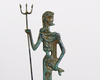 Poseidon Statue Klein - Meeresgott Bronze Figur - 18 cm - Skulptur Handmade in Europe - Wohnkultur - Geschenkidee