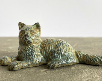 Lying Kitten Statue (Bronze) - Animal Sculpture Figurine Cat Copper Alloy Handmade in Europe Home Decor - Gift Idea - The Ancient Home