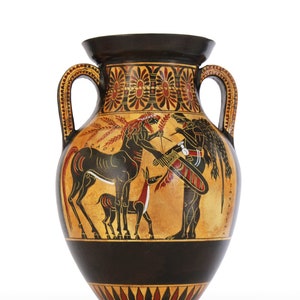 古代ギリシャアンフォラの花瓶ヘラクレスとレルネのヒュドラ黒像式陶器ギリシャの女神アテナ手作り陶器のレプリカアンフォラの壺 - Etsy 日本