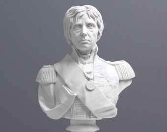 Escultura de busto de Nelson, estatua victoriana antigua de almirante - 36 cm / 14,1" - Hecha a mano en Europa - Idea de regalo - Decoración del hogar - The Ancient Home
