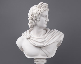 Apollo Bust Sculpture - Greek Statue of Apollo Belvedere - Neoclassical Antique in Cast Marble Male Man Art 53cm (21 inch) The Ancient Home