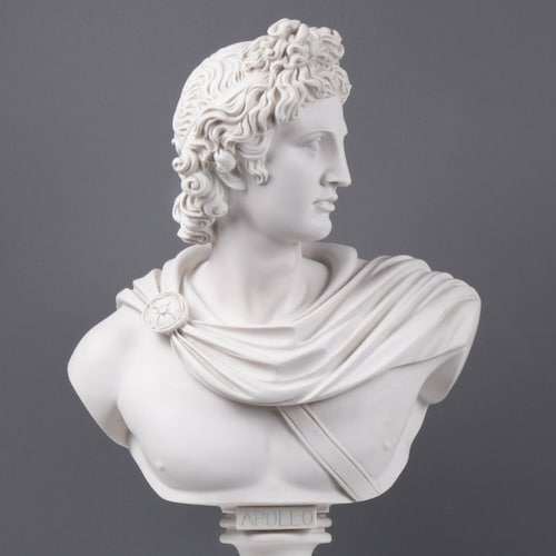 APOLLO Greek Roman God Bust Head Statue Cast Marble Sculpture - Etsy