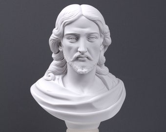 Bust of Jesus Christ Statue - Religious Gift - Marble Sculpture - Handmade in Europe - 26.5 cm / 10.4" - Home Decor - The Ancient Home