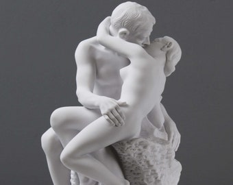 Statue Love Sculpture Le baiser par Rodin Réplique - Cadeau romantique - Décoration d'intérieur pour les amoureux (26 cm / 10,2 po.) - Fabriqué en Europe - La maison ancienne