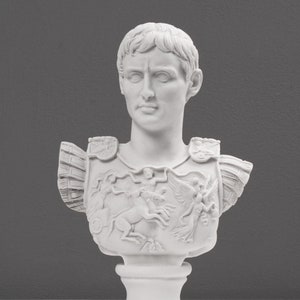 Augustus Caesar Bust as Centurion of Primaporta - Roman Bust Sculpture of an Emperor (Small) - Home Decor - Handmade - The Ancient Home