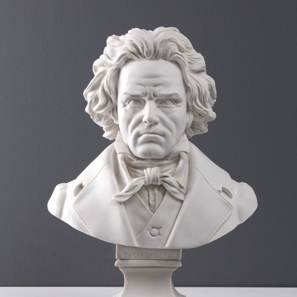 Scultura busto di Beethoven - Statua di musicista - Statua antica - Regalo d'arte perfetto in marmo - Fatto a mano in Europa - 28 cm / 11" - L'antica casa