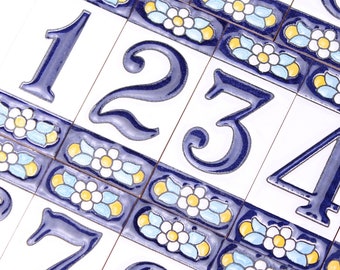 Spanish House Number - Italian House Numbers Mediterranean Ceramic Home Decor Handmade Letters & Numbers with Metal Frame