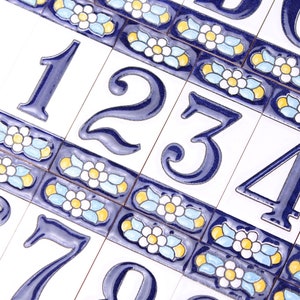 Spanish House Number - Italian House Numbers Mediterranean Ceramic Home Decor Handmade Letters & Numbers with Metal Frame
