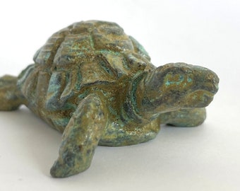 Bronze Turtle Figurine Small Bronze Sculpture Statue - Handmade Made in Europe Gift for Animal Lovers