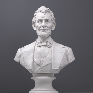 Large Abraham Lincoln Bust Sculpture - President of the United States Antique in Cast Marble Male Man Art 62CM / 24.4&quot; The Ancient Home