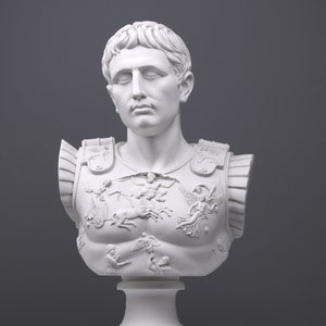 Augustus Caesar of Primaporta Bust Sculpture (Large) - Emperor Sculpture in Warrior Cuirass - Home Decor - Art Statue - The Ancient Home