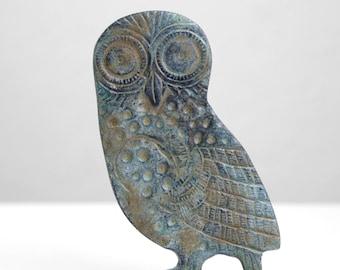 Greek Owl Sculpture (Bronze) - 10.5 cm / 4.1" - Animal Figurine Mythological Statue of Ancient Greece - The Ancient Home
