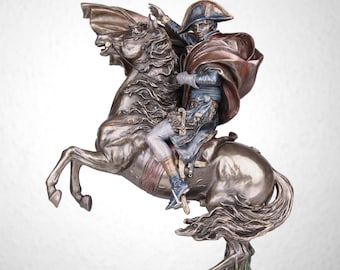 Napoleon Bonaparte Statue - Crossing the Alps (Cold Cast Bronze Sculpture) - Figurine Gift for Men French Art Napoleon Horse Rider Figurine