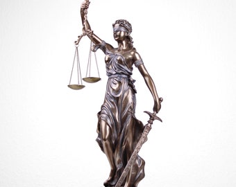 Lady Justice Sculpture of Themis (Cold Cast Bronze Statue) - Large Justitia Statue - Lawyer gift law office decor greek roman goddess Themis