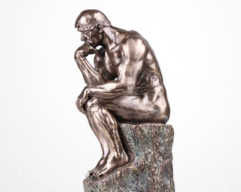 The Thinker Statue by Rodin (Cold Cast Bronze Sculpture) - Bookshelf art antique French figurine