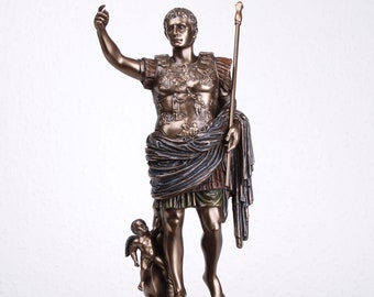 Statue d'Auguste de Prima Porta (bronze coulé à froid) - Sculpture de l'empereur romain Figurine d'art romain antique Cadeau masculin pour hommes historiens