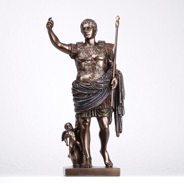 Augustus of Prima Porta Statue (Cold Cast Bronze) - Roman Emperor Sculpture Figurine Ancient Roman Art Masculine Gift for Men Historians