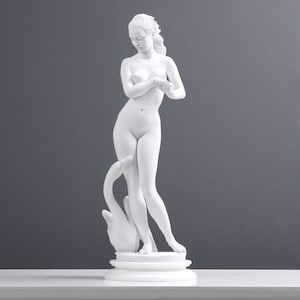 Young Lady with a Swan Statue - 38cm / 14.9&quot; - Home Decor - Bonded Marble - The Ancient Home