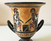 Ancient Greek Black-Figure Krater with Achilles and Aias playing