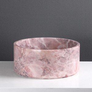 Pink-Beige Marble Fruit Bowl - Marble Homeware - 24 cm / 9.4&quot; - The Ancient Home