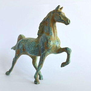 Horse Bronze Statue Patinated American Saddlebred Handmade in Europe Height: 7.5 cm / 3 Animal Figurine Gift Home Decor Sculpture image 1