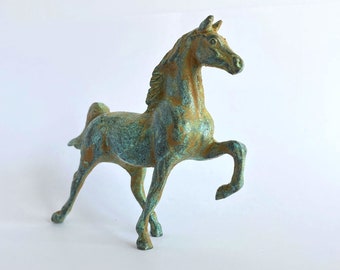Horse Bronze Statue Patinated American Saddlebred - Handmade in Europe - Height: 7.5 cm / 3" - Animal Figurine Gift - Home Decor Sculpture