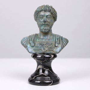 Römische Büste Statue von Mark Aurel in Kürass (Grüne Bronze) - Kunst Skulptur des römischen Kaisers - Figur Stoizismus Philosophie Geschenk