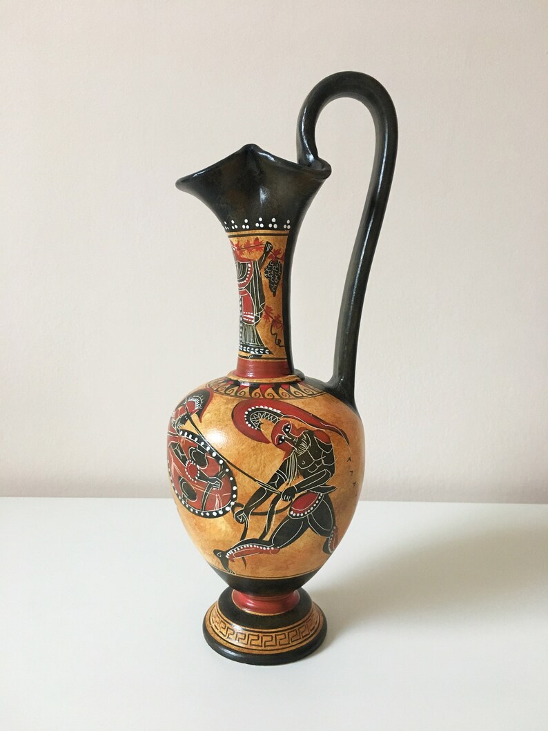 Greek Vase Replica Blackfigure Vase Jug With Athena and Etsy
