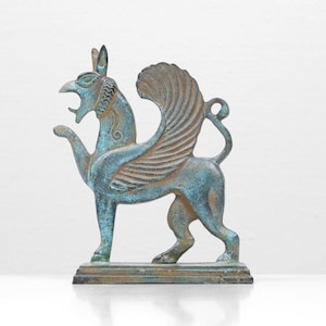 Griffin Statue (Bronze) - 11 cm (4.3") - Handmade Sculpture Art Figurine - Home Decor - Gift Idea - The Ancient Home