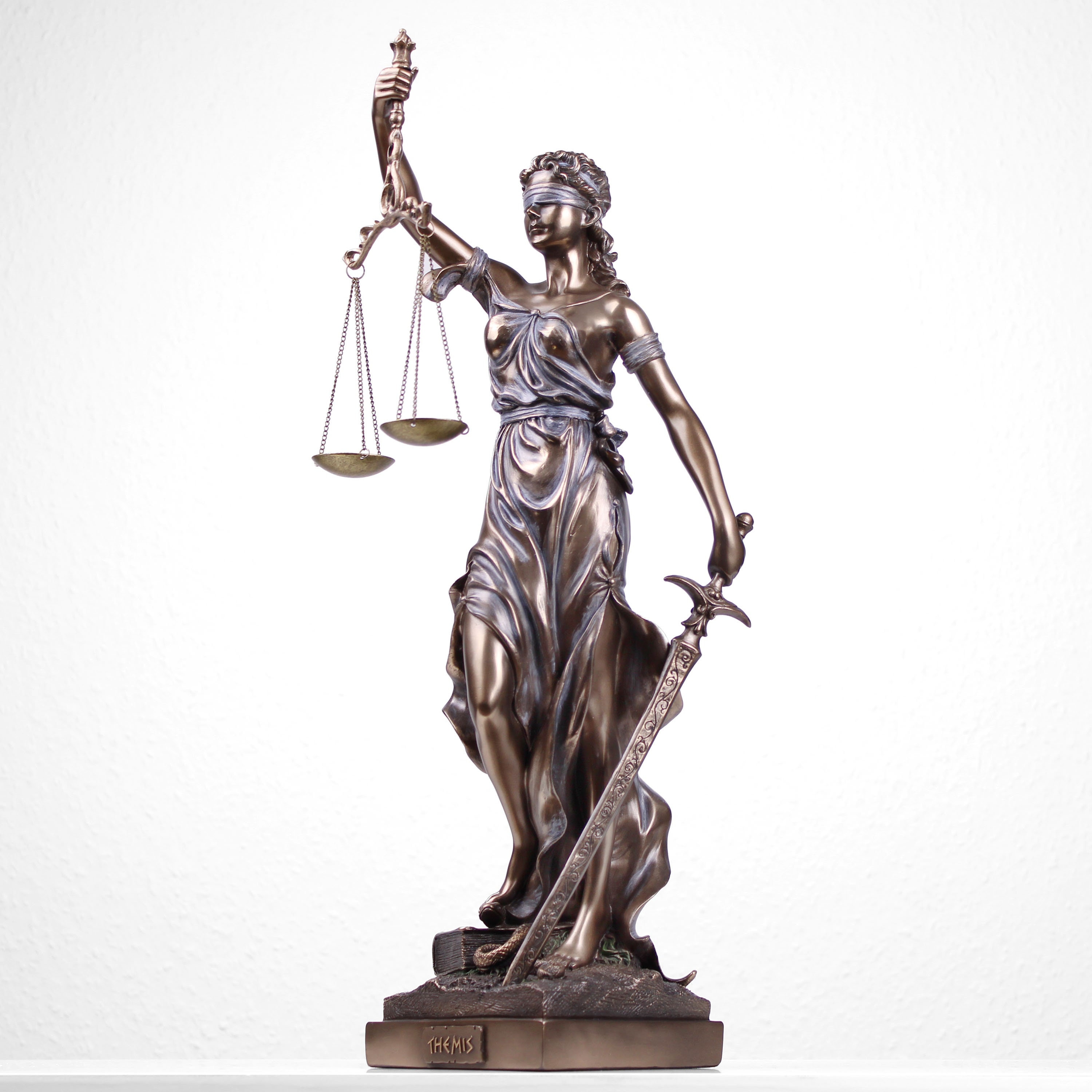 Lady Justice Sculpture of Themis (Cold Cast Bronze Statue) - Large Justitia Statue - Lawyer gift law office decor greek roman goddess Themis