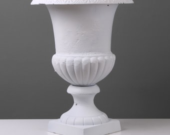 Iron Planter for Garden (White)  - Garden Decor Large Outdoor Flower Pot - Classic Urn - Medici Vase - Cast Iron Jardinière