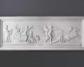 The Chariot Bas-relief - Poseidon abducting Basilie - Handmade in Europe - Perfect Gift - Home Wall Decor - 58 cm (22.8&quot;) - The Ancient Home