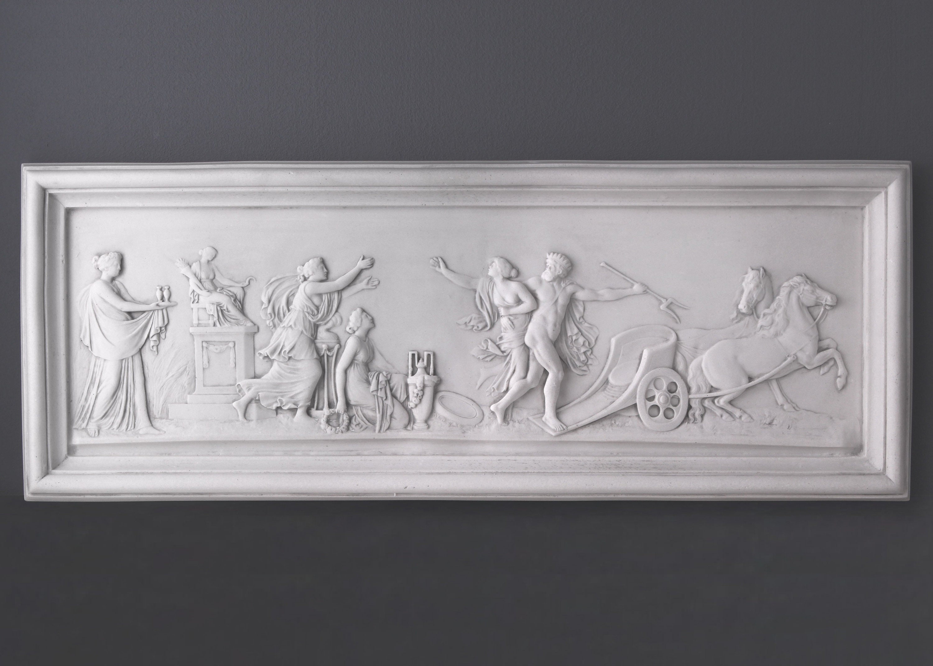 The Chariot Bas-relief - Poseidon Abducting Basilie - Handmade in