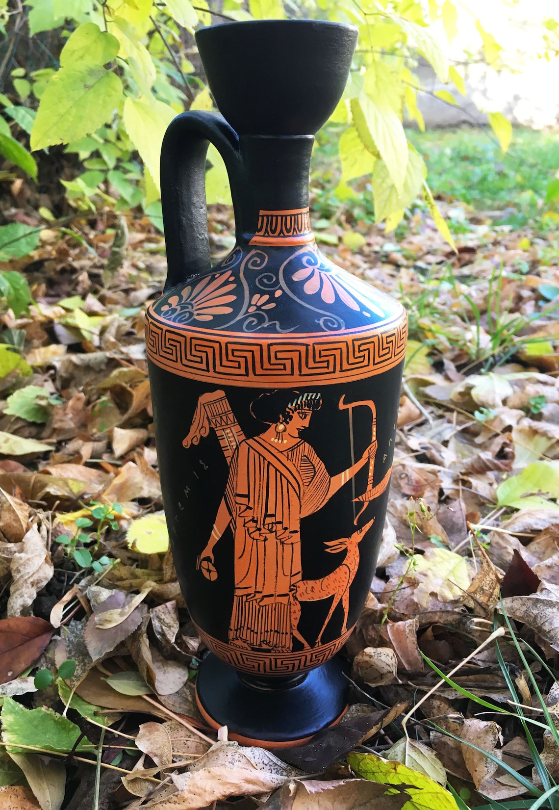 Ancient Greek Vase Replica RedFigure Lekythos with Artemis Etsy