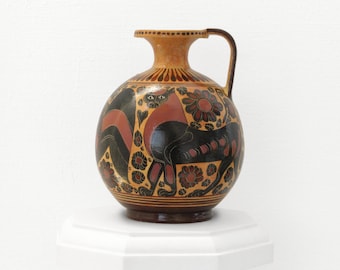 アンフォラ花瓶、黒像式陶器、ギリシャ陶器花瓶、古代ギリシャ花瓶