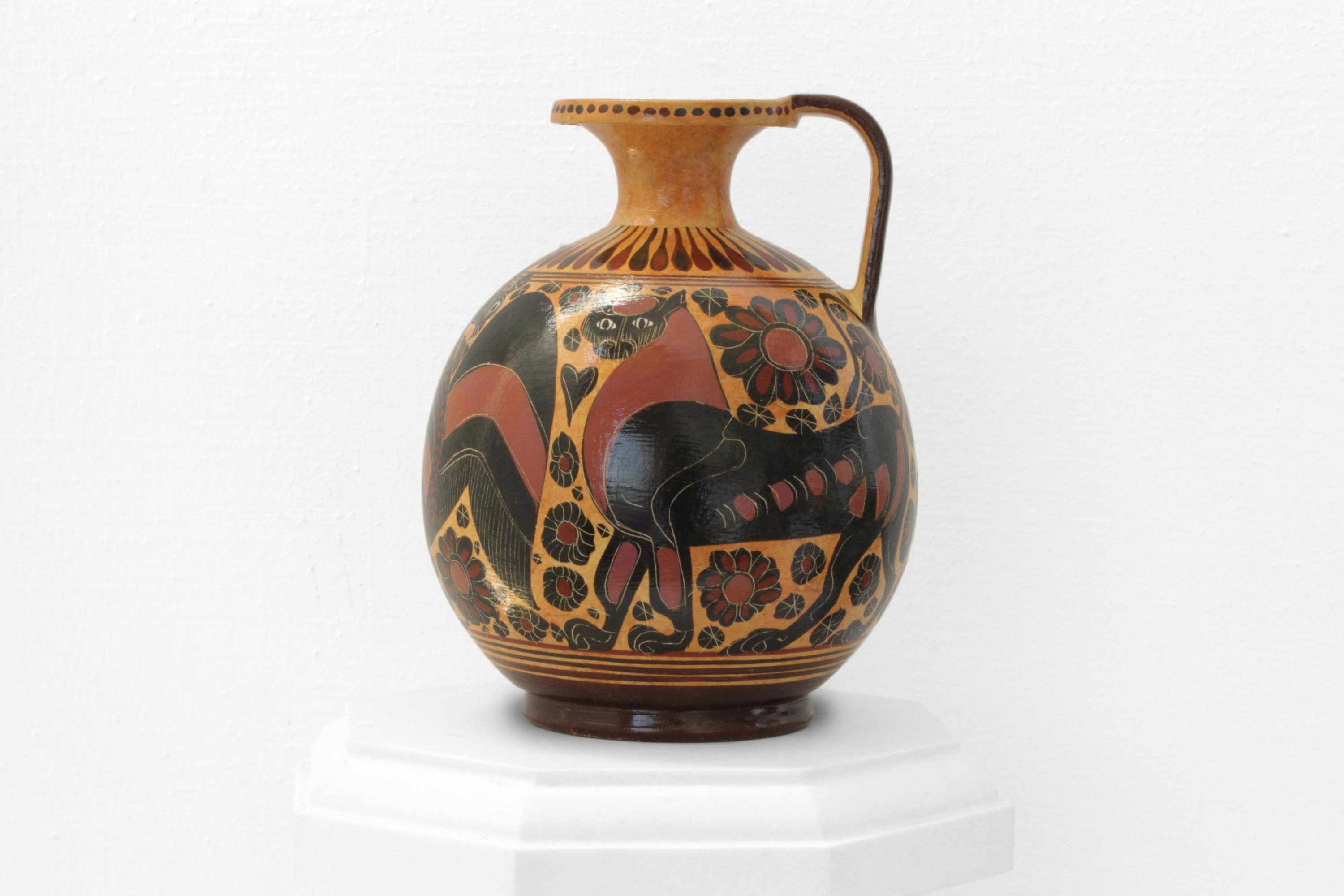 古代ギリシャ陶器のレプリカ - 黒像式花瓶 - コリント式アリュバロス