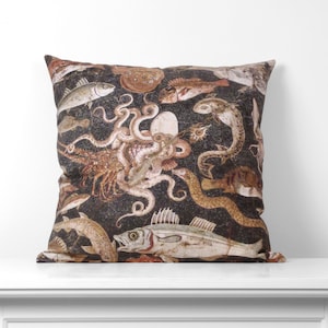 Ancient Octopus Mosaic Pompeian Cushion (50 x 50 cm / 20 x 20 inches)