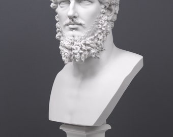 白い彫刻顔レリーフ(ルキウス・ウェルス帝) 大きめの装飾品 ルキウスウェルス 大顔面 石膏像 デッサン 美術 壁掛け インテリア