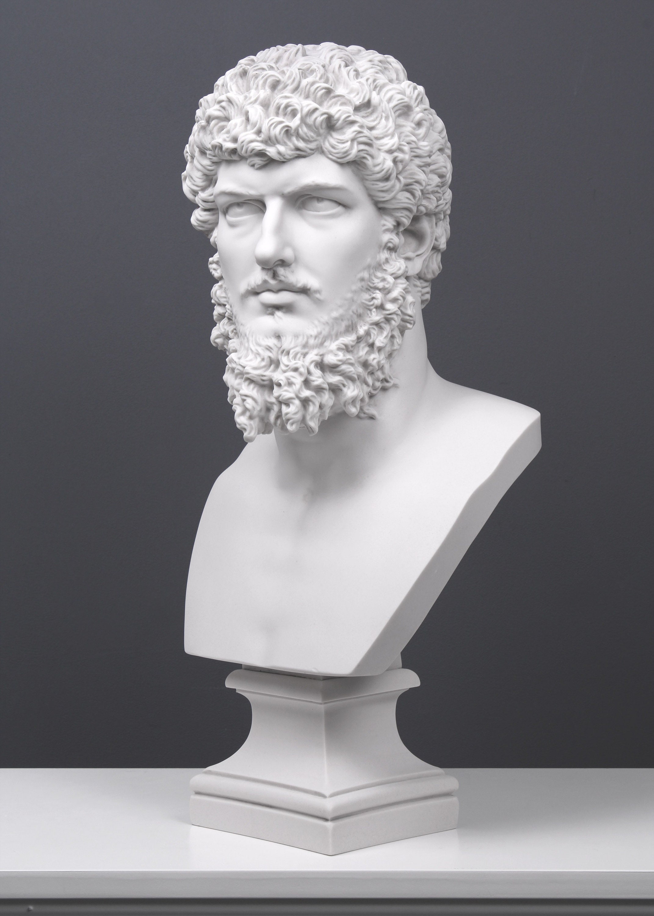 白い彫刻顔レリーフ(ルキウス・ウェルス帝) 大きめの装飾品 白い彫刻顔レリーフ(ルキウス・ウェルス帝) 大きめの装飾品