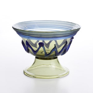 Ancient Roman Bowl Blue Glass Hand Blown Design Historical Reenactment Replica Made in Europe