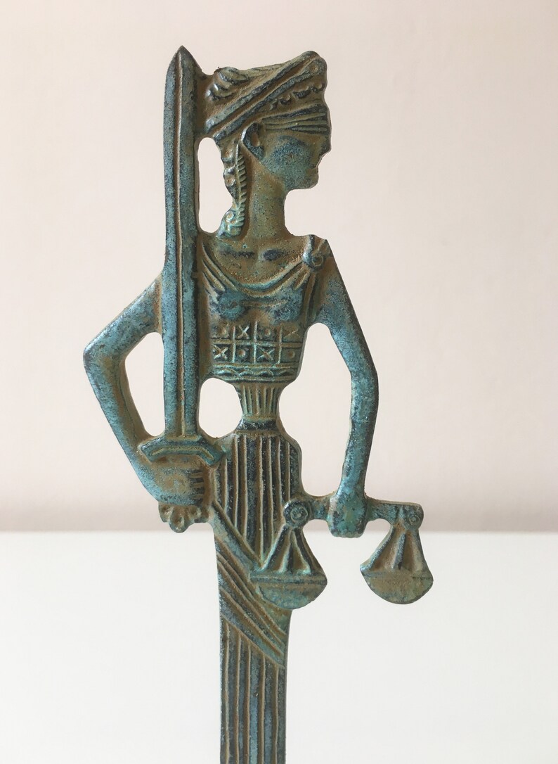 Lady Justice Statue  Bronze Figurine of Goddess Justicia image 1