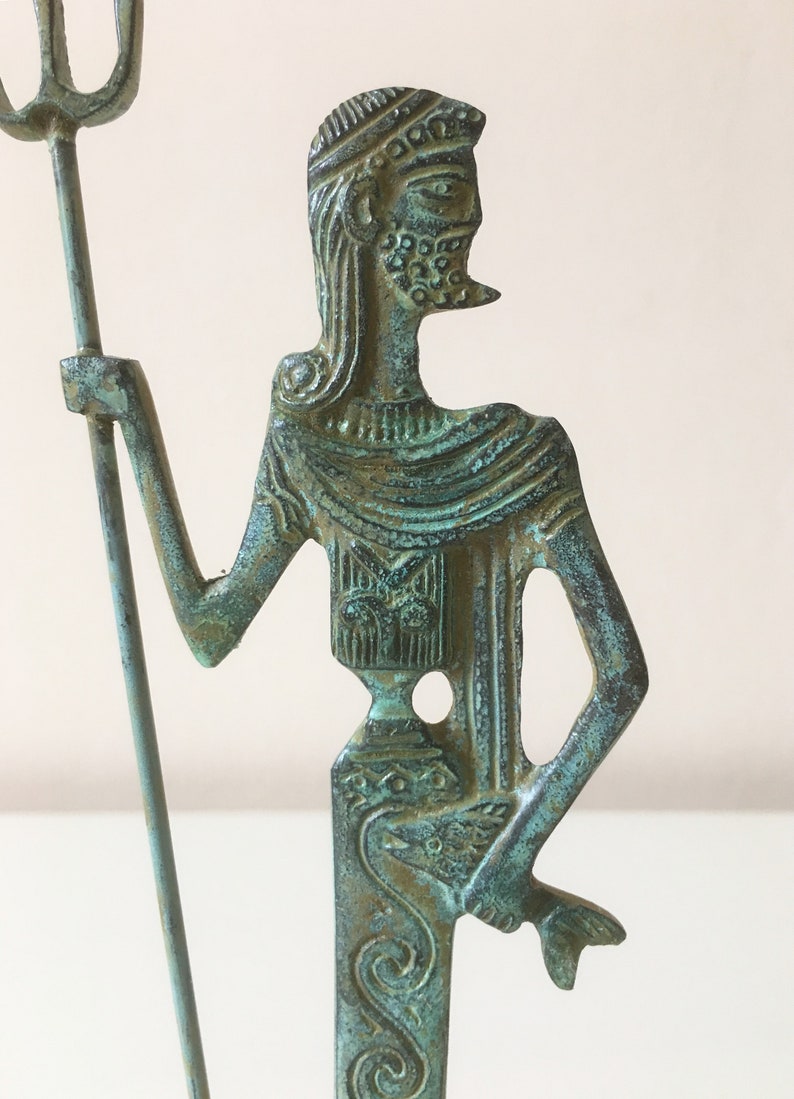 Poseidon Statue Small  God of the Sea Bronze Figurine image 1