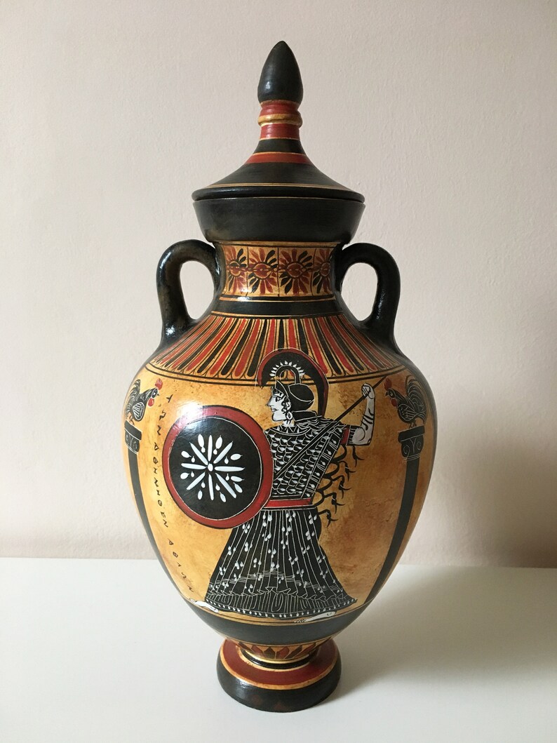 Ancient Greek Vase Replica BlackFigure Panathenaic Amphora Etsy
