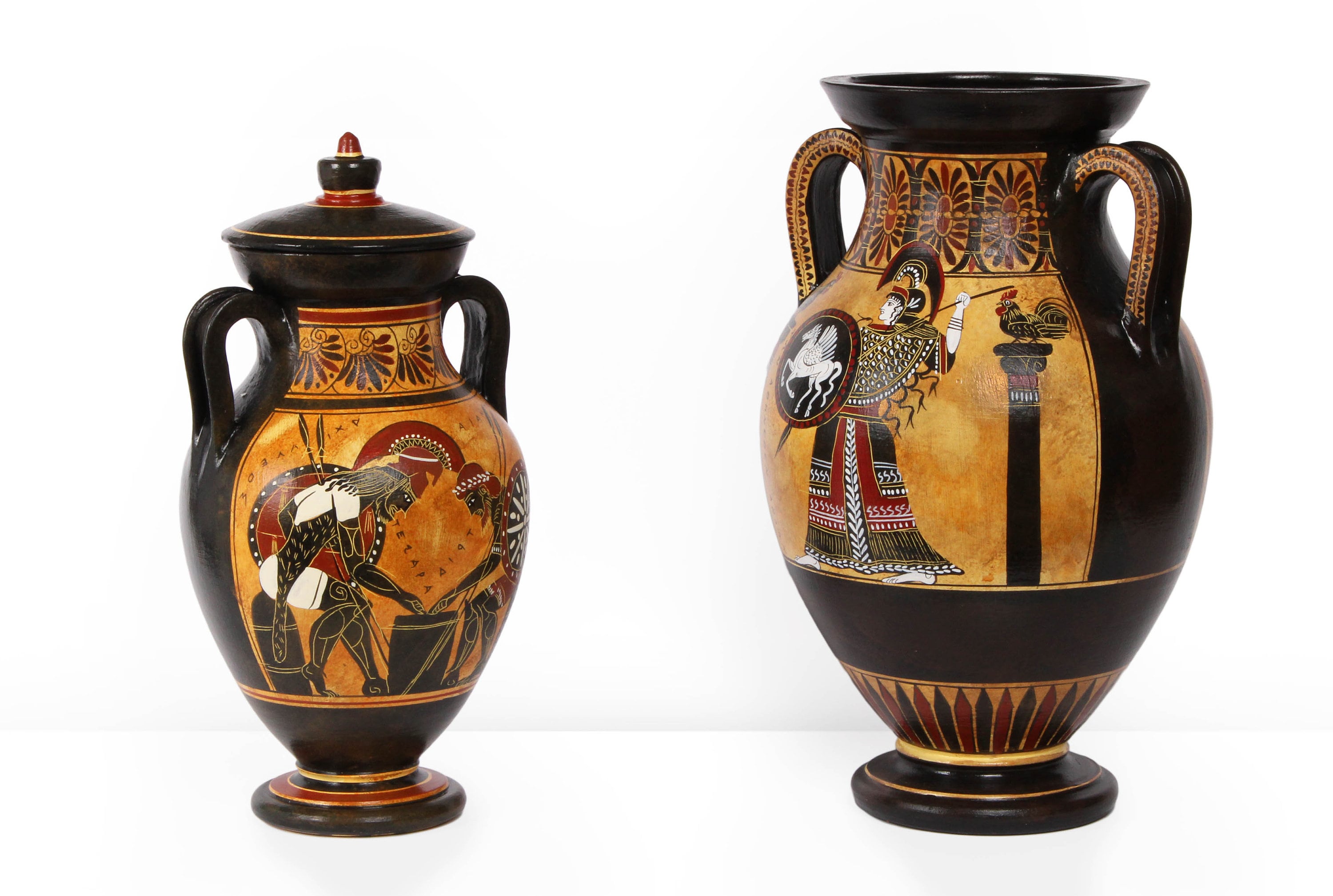 Greek Reproductions Ancient Greek Vase Replica - Black-figure Belly Amphora With Ajax ...