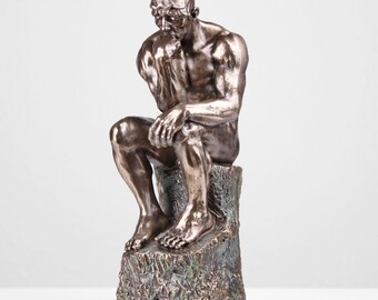 ロダン作「考える人」像（コールドキャストブロンズ彫刻） - 本棚