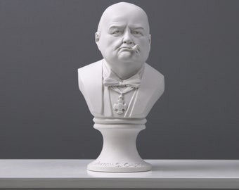 Busto de Winston Churchill - Político - Estadista británico - 30 cm / 11,8" - Decoración del hogar - Mármol - Hecho en Europa - The Ancient Home